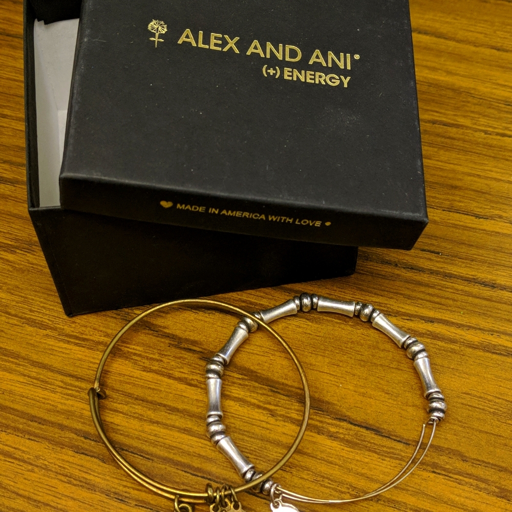2pc Lot Alex and Ani Adjustable Jewelry Bracelets Compass Rose